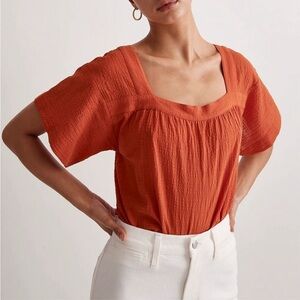 NWT Madewell Square-neck Short-sleeve Popover top